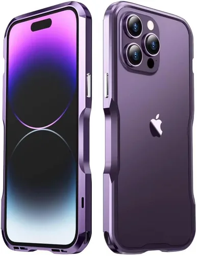Vista 31 de Parachoques de aluminio compatibles con iPhone 12 Mini de 5.4 PULGADAS, estuche con marco metálico, parachoques delgado de diseño genial y Negro