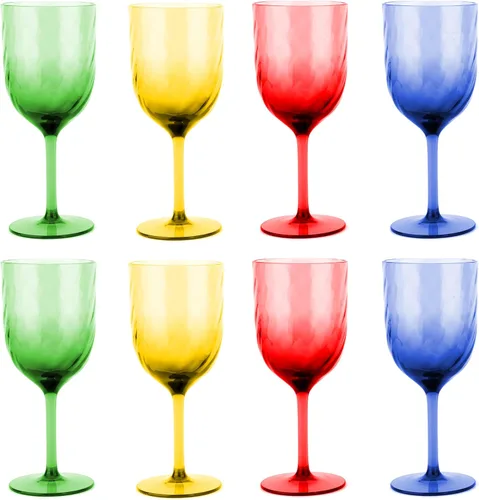 Vista 12 de KOXIN-KARLU Unbreakable Classic - Copas de vino de plástico multiusos de 14 onzas, juego de 6 unidades, color azul