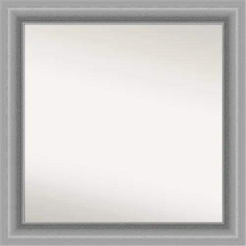 Vista 85 de Amanti Art Espejo de baño plateado para sobre fregadero, 26 x 26 pulgadas, espejo cuadrado de níquel pulido, marco de madera tradicional mediano, se
