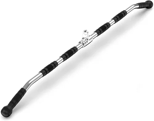 Vista 9 de Accesorio de cable de barra LAT con empuñaduras de goma, barra de curl sólida resistente de lujo con colgador giratorio, accesorios de cable