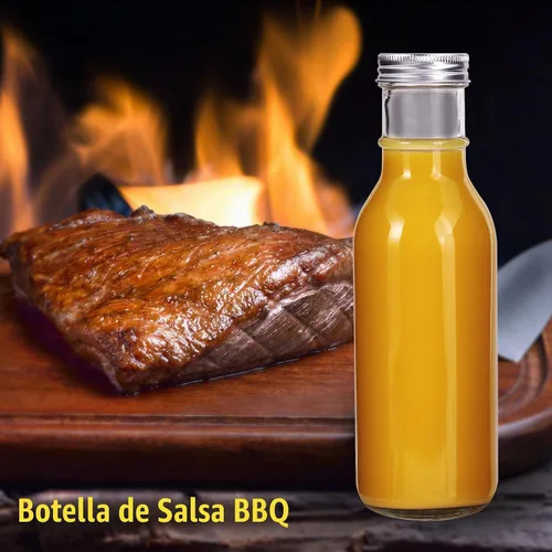 Vista 6 de Paquete de 12 botellas de vidrio para salsa picante de 12 onzas con tapas herméticas, botellas de vidrio vacías transparentes de 11.8 fl oz