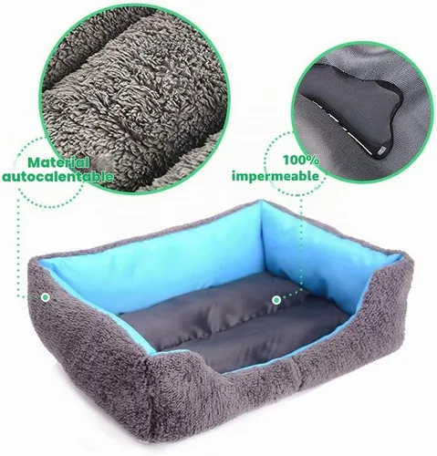 Vista 2 de Barelove Colchón cuadrado grande para perro, almohadillas lavables y impermeables, parte inferior (azul )