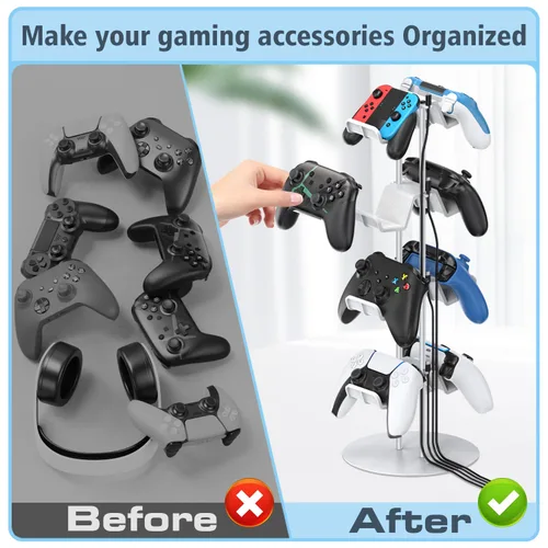 Vista 6 de Kytok Gamer Gifts, Headset Stand 4 Tiers with Cable Organizer, Controller Stand Compatible with PS5XboxNintendo SwitchPS PortalPS4, Headset Holder &