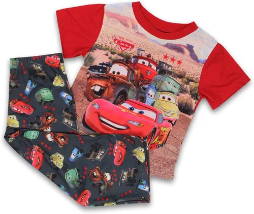 Vista 7 de Disney Cars - Conjunto de pijama de 2 piezas de manga corta para niños pequeños, Multi