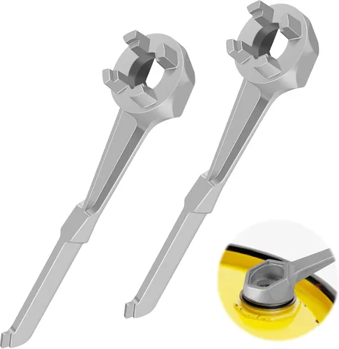 Vista 8 de 2 llaves de barril, llave de tapón de tambor 3 en 1, herramienta de abridor de barril de aluminio para abrir tambor de 10, 15, 20, 30, 55 galones