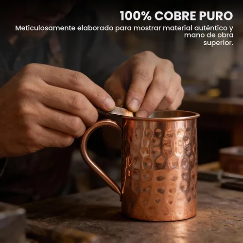 Vista 5 de Craft Trade Moscow Mule - Juego de 4 tazas de cobre puro de 16 onzas para Tazas de cobre de barril