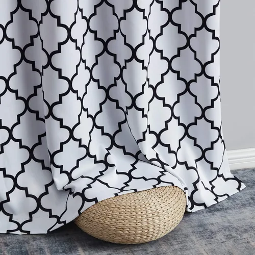 Vista 14 de HLC.ME Paneles de cortinas opacas con estampado de flechas para oscurecer la habitación, con ojales, para habitación de niños, juego de 2