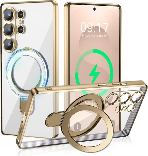 Vista 42 de Funda magnética para iPhone 14 Pro con soporte invisible [compatible con MagSafe] [protector completo de lente de cámara]