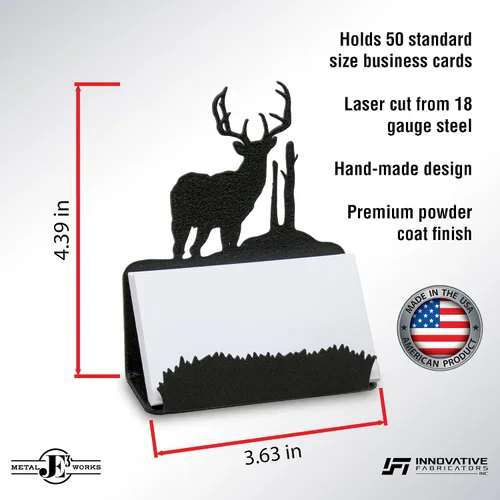 Vista 2 de Innovative Fabricators, Inc. American Steel Buck Deer in the Woods - Tarjetero para oficina en casa, accesorio de escritorio para oficina en casa