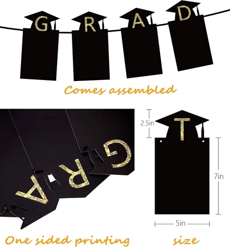 Vista 5 de 3 piezas adornos para la foto de la graduación 2021 – Felicidades graduado; Nos sentimos orgullosos de ti; guirnalda de Clase 2021; Decoraciones
