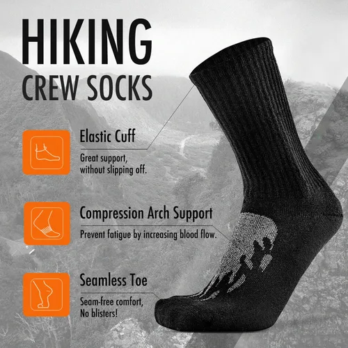 Vista 2 de KitNSox Paquete de 14 calcetines de lana merina para hombre y mujer, calcetines para senderismo y correr, cálidos, gruesos, acolchados, para caminar