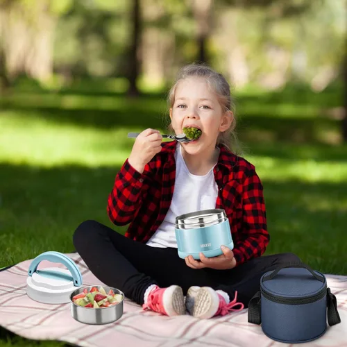 Vista 6 de Tarro de Comida para Comida Caliente – Termo de Sopa de 24 OZ para Adultos Contenedores de Almuerzo con Aislamiento al Vacío con Cuchara Plegable
