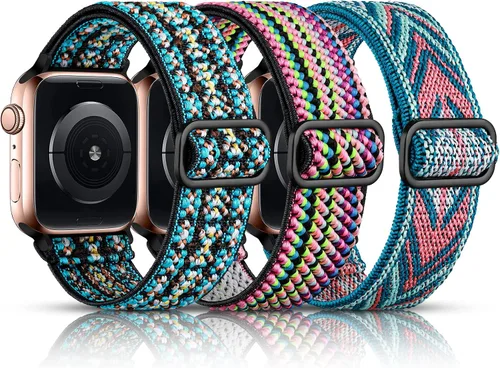 Vista 24 de DaQin Paquete de 3 bandas elásticas Solo Loop compatibles con Apple Watch para hombres de 49 mm, 46 mm, 45 mm, 44 mm, 42 mm, correa elástica