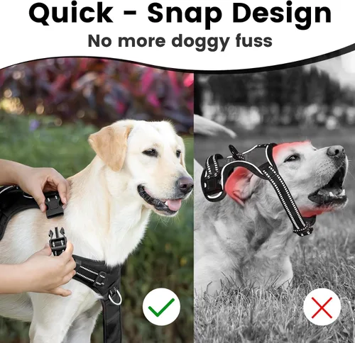 Vista 2 de Arnés sin tirones para perro, chaleco reflectante para cachorros para perros pequeños, medianos y grandes (negro, XS)