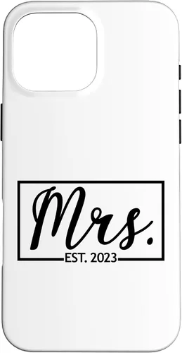 Vista 19 de iPhone 16 Mrs. Est. 2023 Casado luna de miel esposa señor a juego caso de boda