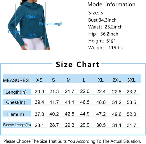 Vista 7 de THE GYM PEOPLE Sudaderas con capucha para mujer, media cremallera, manga larga, forro polar, con bolsillos, agujero para el pulgar
