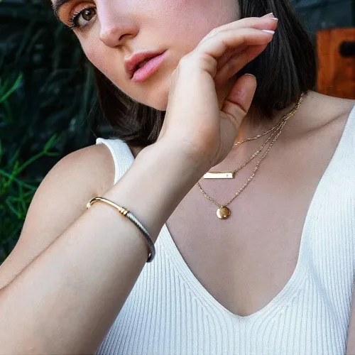 Vista 2 de WISTIC Gold Bracelet Bangle for Women Girls Silver Mixible Cable Wire Cuff Twisted Chunky Polished Bracelet for Girls Stainless Steel Vintage Jewelry
