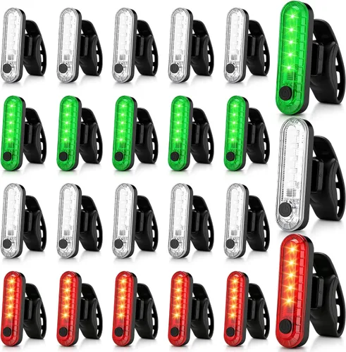 Vista 8 de Jerify Paquete de 20 luces LED recargables por USB, luces traseras de navegación, kit de luces traseras de bicicleta, impermeables, 4 opciones