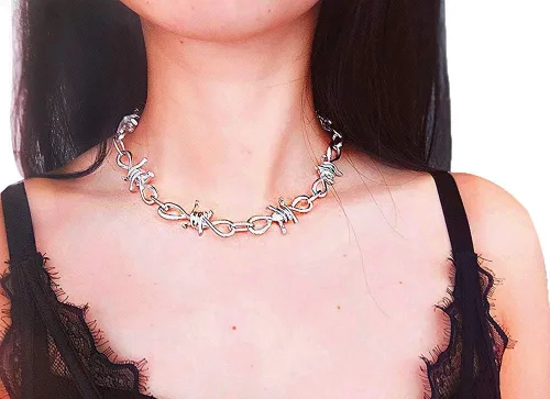 Vista 6 de Eyraevor Gargantilla gótica de hombre y mujer Punk Rock Hip Hop collar cadena
