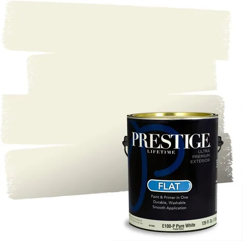 Vista 121 de PRESTIGE Pinturas de pintura exterior e imprimación en uno, 1 galón, plano, combinación comparable de Benjamin Moore* Manzanilla*