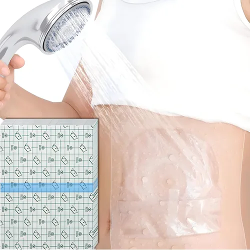 Vista 12 de Funda de ducha de ostomía impermeable de 6 x 6 pulgadas (paquete de 25), bolsa de ostomía, protector de ducha, protector de ducha de estomía