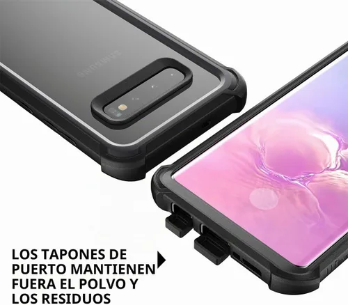 Vista 6 de Dexnor Funda para Galaxy S10 Plus con protector de pantalla, transparente, resistente, de cuerpo completo, a prueba de golpes, parte trasera dura