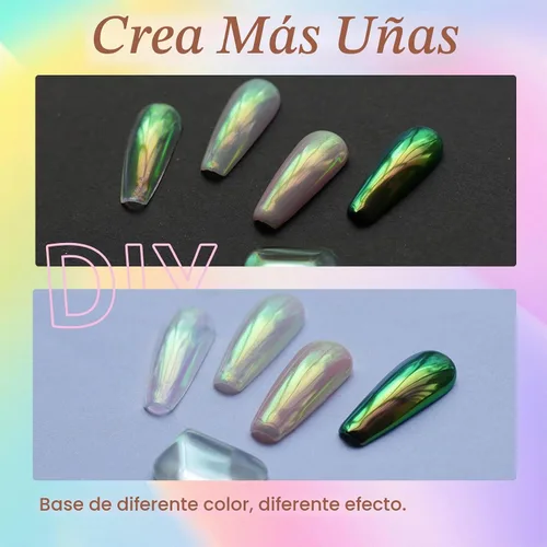 Vista 6 de Laza Polvo de uñas de cromo unicornio esmaltado dona uñas pigmento