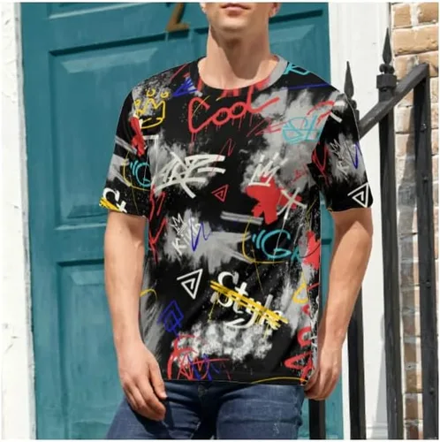 Vista 2 de Camiseta retro de los años 80 y 90 para hombre, camisas grandes y altas de hip hop, camisas de manga corta para hombre