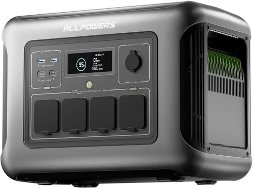 Vista 9 de [Nueva versión 2025] ALLPOWERS R1500 LITE Estación de energía portátil con panel solar SP037, generador solar LiFePO4 de 1600 W 1056 Wh con panel