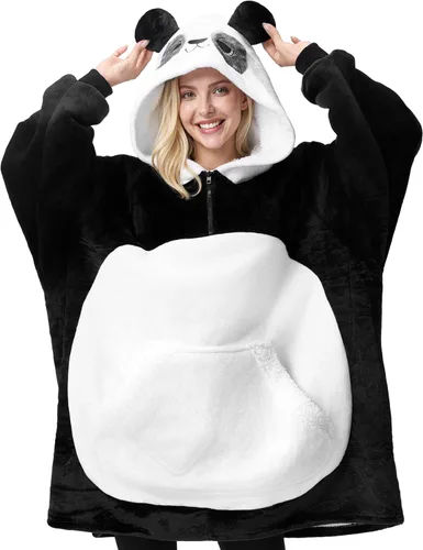Vista 14 de Giggling Getup Manta Vestible con Capucha para Mujeres y Hombres Manta con Capucha Vestible de Forro Polar Sherpa Sudadera Manta Vestible Sherpa
