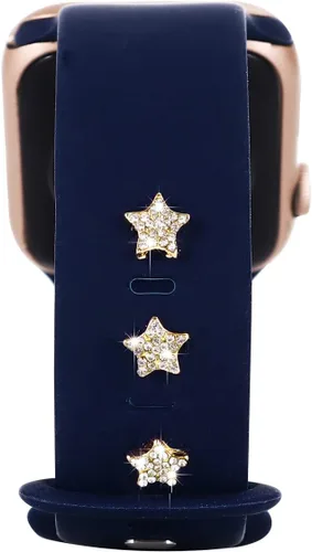 Vista 16 de 3 piezas de clavos decorativos de metal brillante compatibles con Apple Watch Band 45/44/42/41/40/38mm bandas de silicona para mujeres iWatch Series
