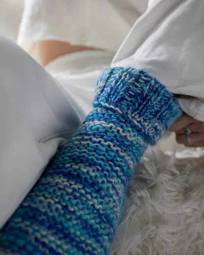 Vista 5 de Tibetan Socks Lana tejida a mano forro polar mediados botín zapatilla calcetín antideslizante suela