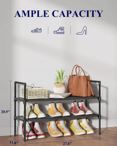 Vista 2 de Kitsure Zapatero – Organizador de zapatos de 2 niveles, zapatero para armario, entrada, dormitorio, estante de almacenamiento de fácil montaje