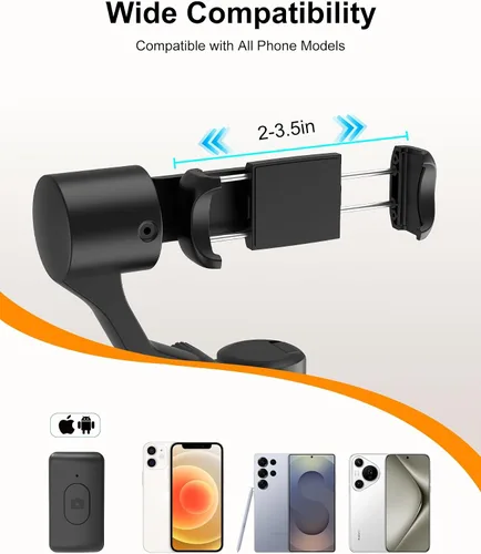 Vista 7 de Trípode de seguimiento automático de doble eje de 70 pulgadas, horizontal de 360° y palo selfie giratorio vertical de 130° para iPhone, Android