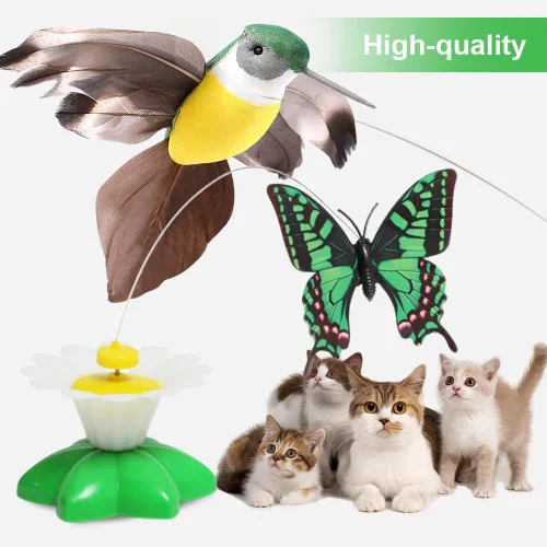 Vista 5 de Juguete eléctrico para gatos, juguete interactivo de pájaro para gatos, juguete eléctrico giratorio de 360 grados, mariposa voladora, juguete