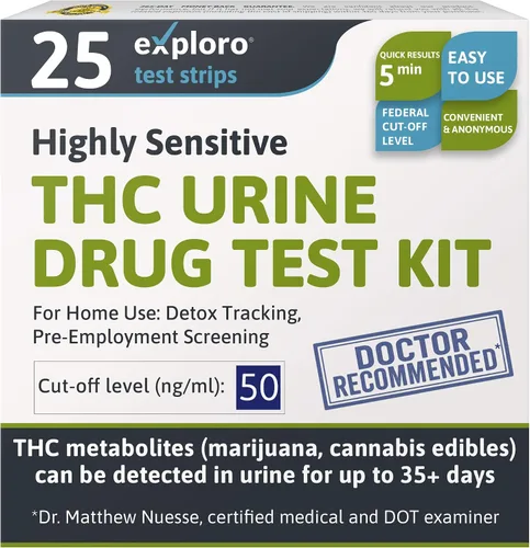 Vista 13 de Exploro Kit de Prueba de Drogas de Marihuana Altamente Sensible, Prueba de Drogas THC en Orina para Marihuana/Hierba, Prueba de Drogas Casera Fácil