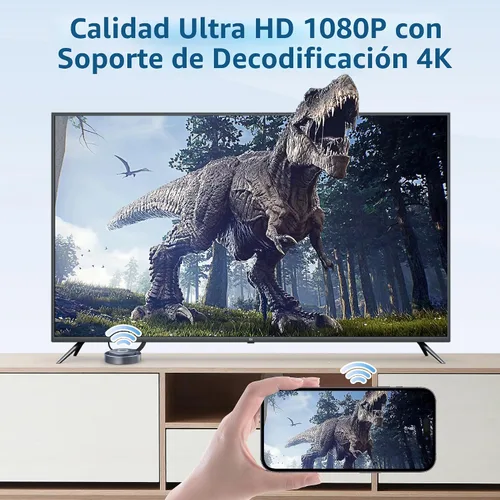 Vista 5 de [Usado] TPUFO Adaptador inalámbrico HDMI para pantalla Dongle, transmisor inalámbrico, transmisión de vídeo/audio/archivo, extensor inalámbrico HDMI