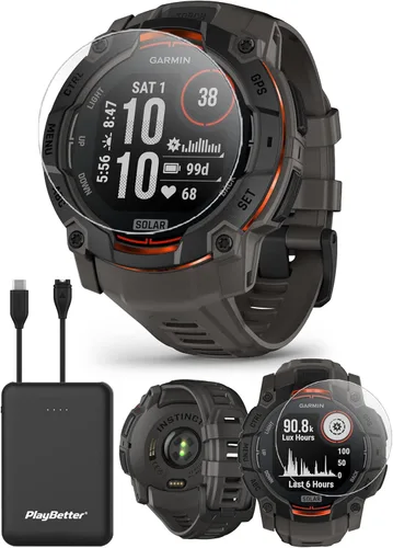 Vista 14 de PlayBetter Garmin Instinct 3 45mm (Negro) Paquete de Smartwatch GPS Resistente para Exteriores AMOLED - Bisel Reforzado con Metal, Linterna