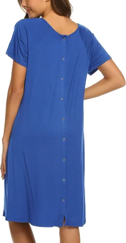 Vista 5 de Ekouaer - Camisón con botones y manga corta para mujer vestido para lactancia parto hospital y maternidad tallas S-XXL