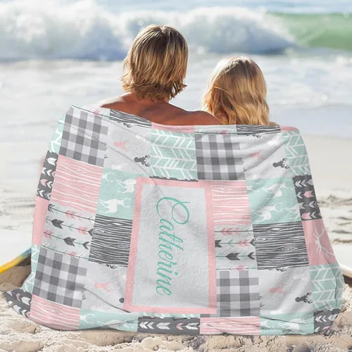 Vista 27 de Woodland - Manta de bebé personalizada para niños, manta de bebé personalizada con nombre Adventure Awaits Stuff recién nacido, regalo de guardería
