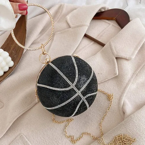 Vista 6 de ValiCLUD - Bolso de noche para mujer, redondo, con forma de baloncesto