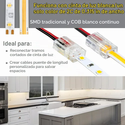Vista 2 de Armacost Lighting 566021 Conector de cable a cinta LED blanco/de un solo color, paquete de 18