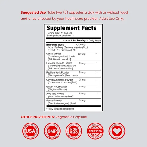 Vista 6 de Suplemento GLP-1 para mujeres y hombres (30 unidades) GLP1 Berberina 15 días limpieza intestinal desintoxicación y limpieza apoyo del metabolismo