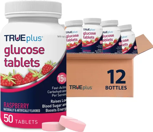Vista 34 de TRUEplus® Tabletas de glucosa, sabor surtido (uva, frambuesa, naranja), botella de 50 unidades (1)