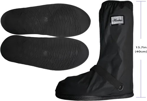 Vista 3 de Tachitali Fundas impermeables para botas de lluvia con reflector para hombre, ropa de lluvia reutilizables y plegables para botas de lluvia