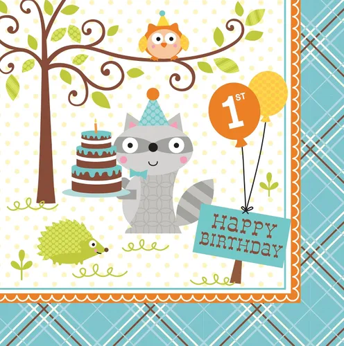 Vista 16 de Servilletas de papel de 16 unidades, Circus Time 1st Birthday