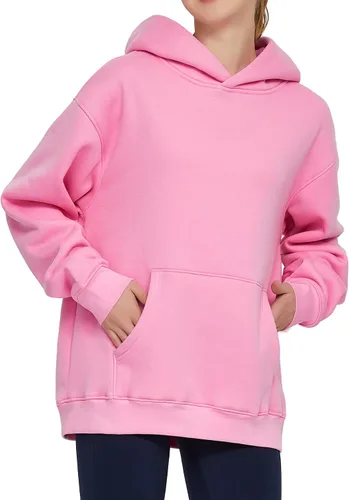 Vista 3 de THE GYM PEOPLE Sudadera con capucha de gran tamaño para mujer, ajuste holgado, forro polar suave, con bolsillos