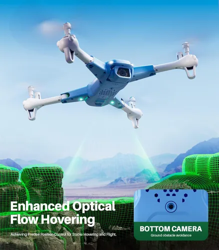 Vista 3 de SYMA Dron con cámara 1080P HD FPV plegable para niños y adultos, juguetes cuadricóptero con posicionamiento de flujo óptico, lente ajustable 90°