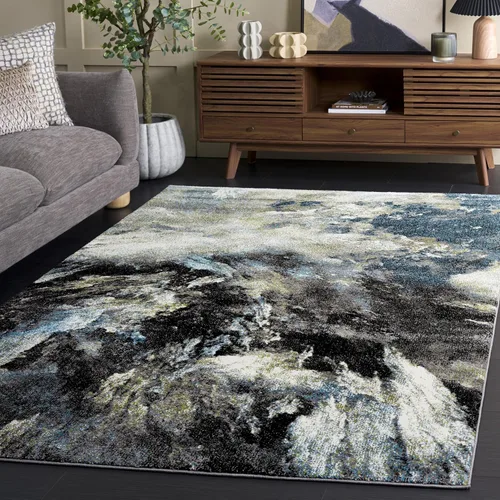 Vista 18 de SAFAVIEH Glacier Collection - Alfombra decorativa de 2 pies 3 pulgadas x 4 pies, azul y multicolor, diseño abstracto moderno, no desprende pelusa