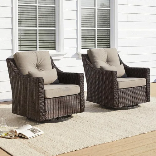 Vista 14 de CHITA Sofá de mimbre para exteriores, sofá de mimbre para patio, sofá de ratán de 3 plazas de gran tamaño con cojines de 5.1 pulgadas de grosor